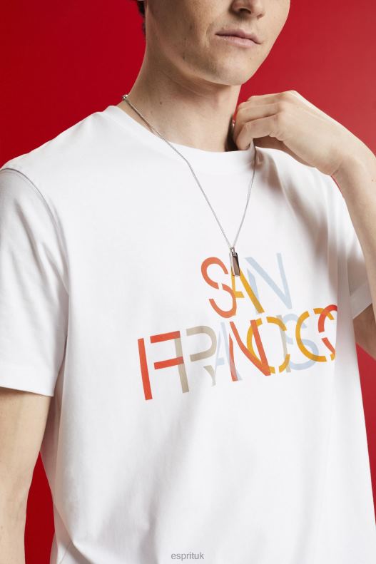 Esprit T-shirt with front print, 100% cotton Men San Francisco White T-Shirts P0D0X739 - Image 3