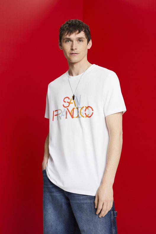 Esprit T-shirt with front print, 100% cotton Men San Francisco White T-Shirts P0D0X739 - Image 1