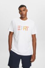 Esprit T-shirt with front print, 100% cotton Men White T-Shirts P0D0X738