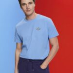 Esprit T-shirt with logo print Men Light Blue Lavender T-Shirts P0D0X602