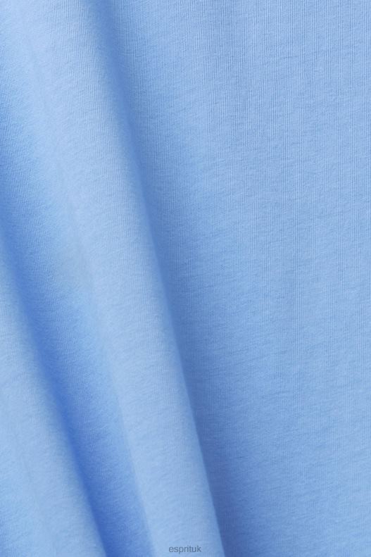 Esprit T-shirt with logo print Men Light Blue Lavender T-Shirts P0D0X602 - Image 4