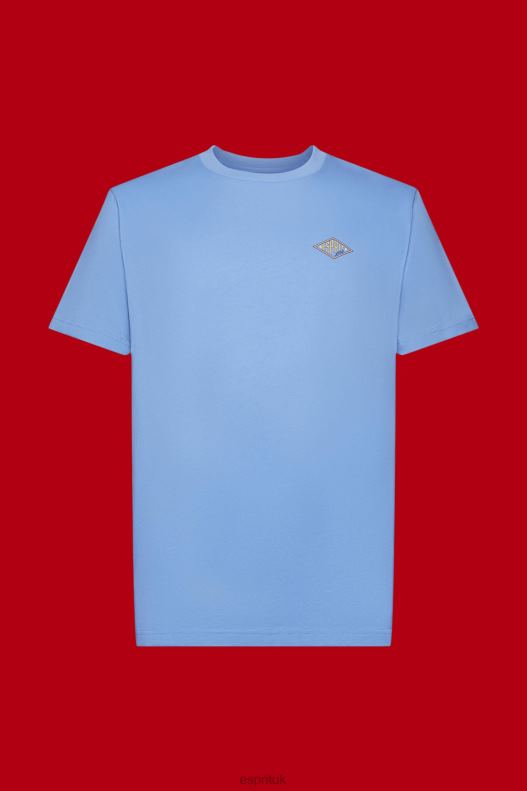 Esprit T-shirt with logo print Men Light Blue Lavender T-Shirts P0D0X602 - Image 5