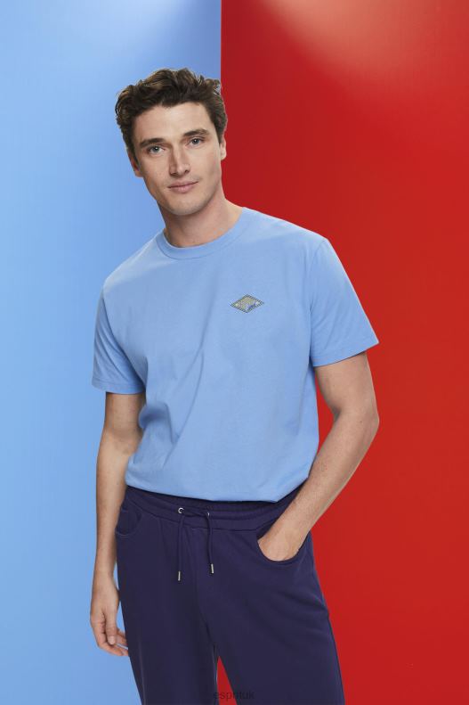 Esprit T-shirt with logo print Men Light Blue Lavender T-Shirts P0D0X602 - Image 1