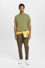 Esprit T-shirt with logo print Men Olive T-Shirts P0D0X601 - Image 2