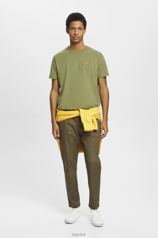 Esprit T-shirt with logo print Men Olive T-Shirts P0D0X601 - Image 2