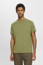 Esprit T-shirt with logo print Men Olive T-Shirts P0D0X601