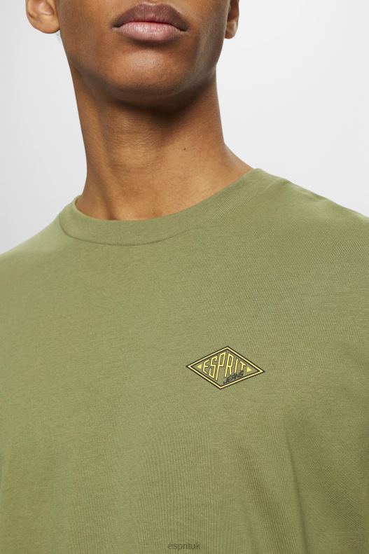 Esprit T-shirt with logo print Men Olive T-Shirts P0D0X601 - Image 3
