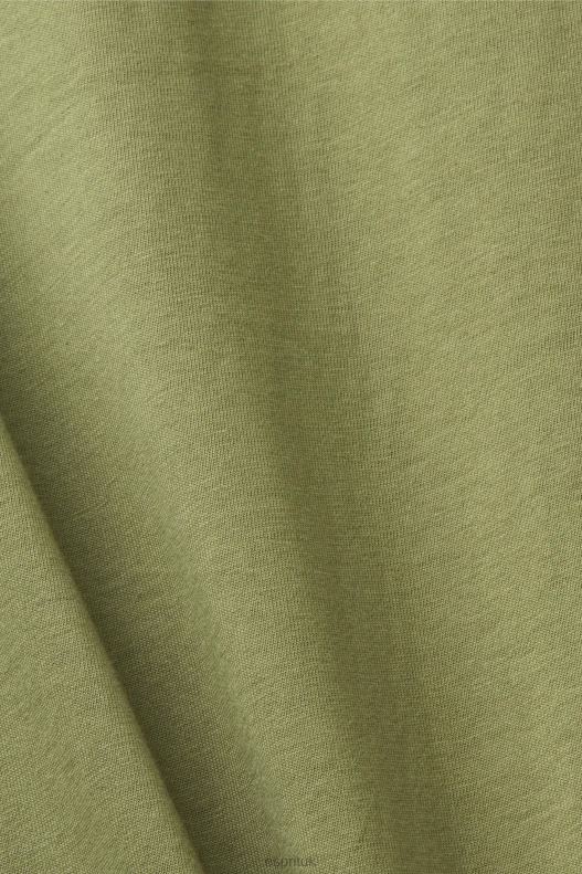 Esprit T-shirt with logo print Men Olive T-Shirts P0D0X601 - Image 4