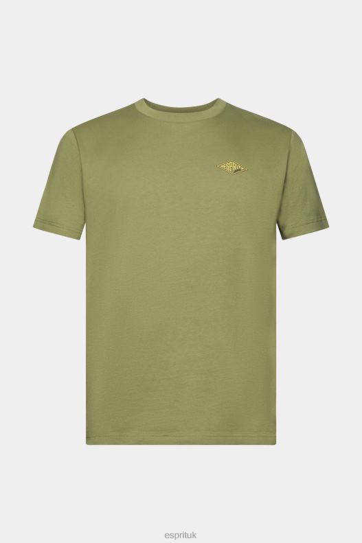 Esprit T-shirt with logo print Men Olive T-Shirts P0D0X601 - Image 5