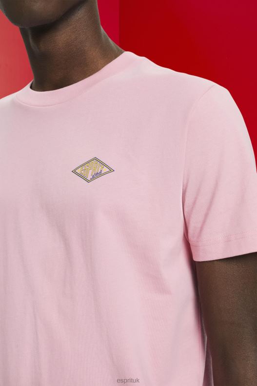 Esprit T-shirt with logo print Men Pink T-Shirts P0D0X603 - Image 3