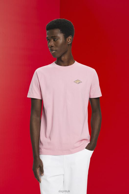 Esprit T-shirt with logo print Men Pink T-Shirts P0D0X603 - Image 1