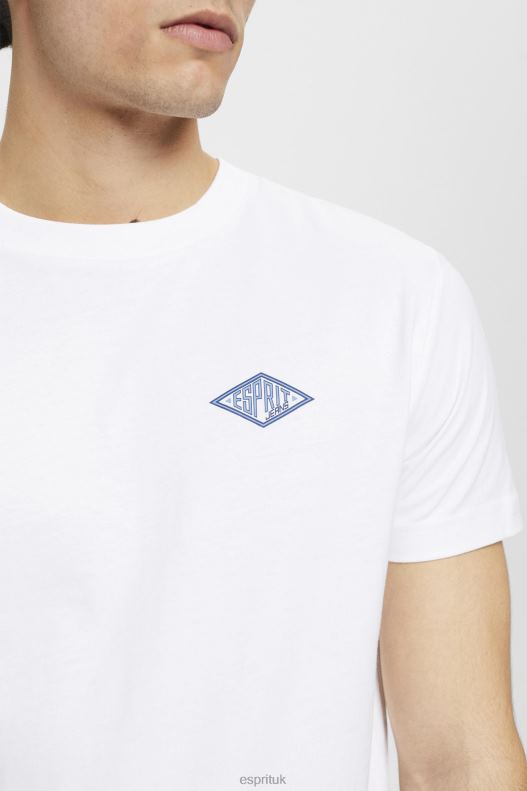 Esprit T-shirt with logo print Men White T-Shirts P0D0X599 - Image 3