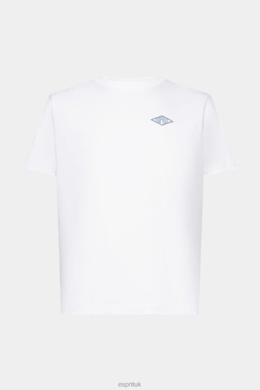 Esprit T-shirt with logo print Men White T-Shirts P0D0X599 - Image 5