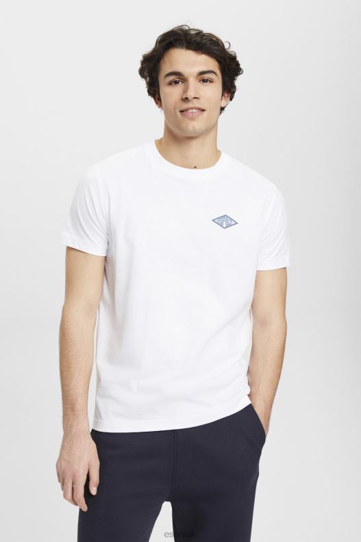 Esprit T-shirt with logo print Men White T-Shirts P0D0X599 - Image 1