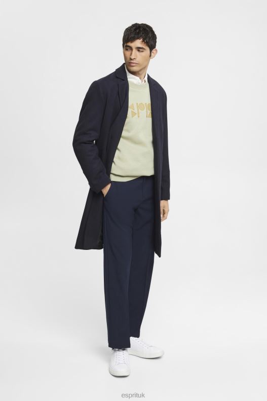 Esprit Tailored wide-fit trousers with elasticated waist Men Navy Trousers & Pants P0D0X693 - Image 2