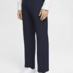 Esprit Tailored wide-fit trousers with elasticated waist Men Navy Trousers & Pants P0D0X693