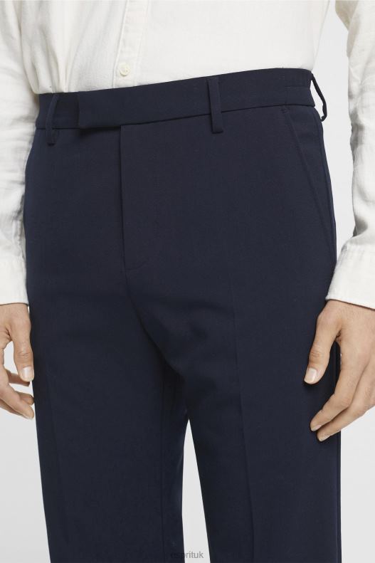 Esprit Tailored wide-fit trousers with elasticated waist Men Navy Trousers & Pants P0D0X693 - Image 3