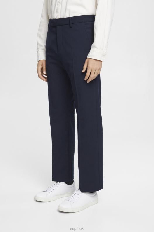 Esprit Tailored wide-fit trousers with elasticated waist Men Navy Trousers & Pants P0D0X693 - Image 1