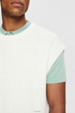Esprit Tank top with two stripes Men Off White Sweaters P0D0X841 - Image 3