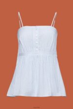 Esprit Textured cami top Women Light Blue Top P0D0X225 - Image 5