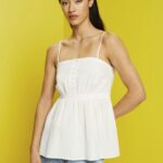 Esprit Textured cami top Women White Top P0D0X224