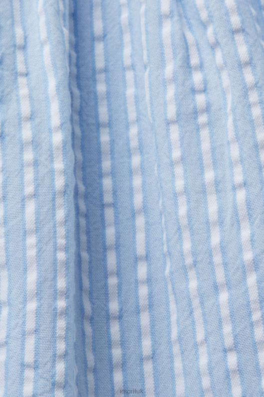 Esprit Textured short-sleeve blouse Women Light Blue Blouses P0D0X118 - Image 4