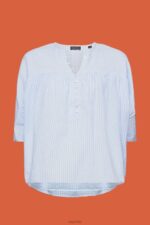 Esprit Textured short-sleeve blouse Women Light Blue Blouses P0D0X118 - Image 5