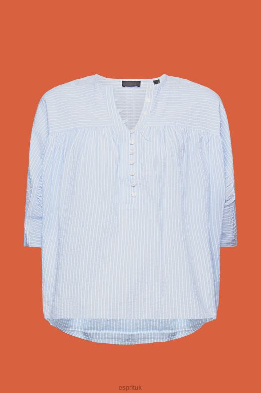 Esprit Textured short-sleeve blouse Women Light Blue Blouses P0D0X118 - Image 5