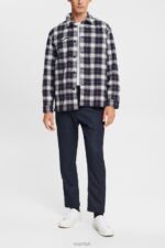 Esprit Textured suit trousers Men Dark Blue Trousers & Pants P0D0X880 - Image 2