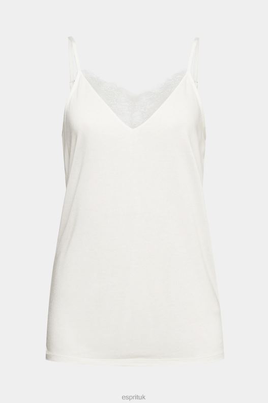 Esprit Top with lace, LENZING ECOVERO Women Off White Top P0D0X243 - Image 5
