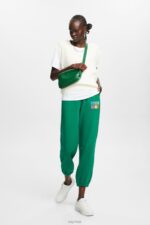Esprit Tracksuit bottoms with logo, organic cotton Women Dark Green Trousers & Pants P0D0X5 - Image 2