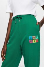 Esprit Tracksuit bottoms with logo, organic cotton Women Dark Green Trousers & Pants P0D0X5 - Image 3