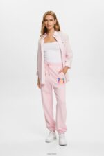 Esprit Tracksuit bottoms with logo, organic cotton Women Pastel Pink Trousers & Pants P0D0X6 - Image 2