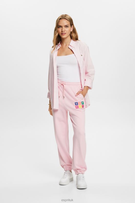Esprit Tracksuit bottoms with logo, organic cotton Women Pastel Pink Trousers & Pants P0D0X6 - Image 2