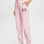 Esprit Tracksuit bottoms with logo, organic cotton Women Pastel Pink Trousers & Pants P0D0X6