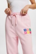 Esprit Tracksuit bottoms with logo, organic cotton Women Pastel Pink Trousers & Pants P0D0X6 - Image 3
