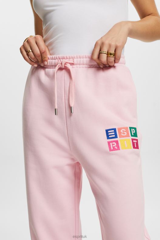 Esprit Tracksuit bottoms with logo, organic cotton Women Pastel Pink Trousers & Pants P0D0X6 - Image 3