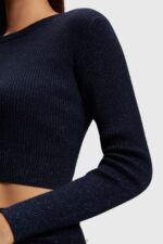 Esprit Twisted back metallic sweater Women Navy Sweaters P0D0X358 - Image 2