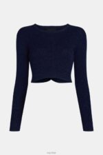 Esprit Twisted back metallic sweater Women Navy Sweaters P0D0X358 - Image 4