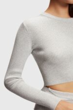 Esprit Twisted back metallic sweater Women White Sweaters P0D0X357 - Image 2