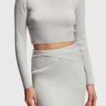 Esprit Twisted back metallic sweater Women White Sweaters P0D0X357