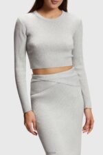 Esprit Twisted back metallic sweater Women White Sweaters P0D0X357