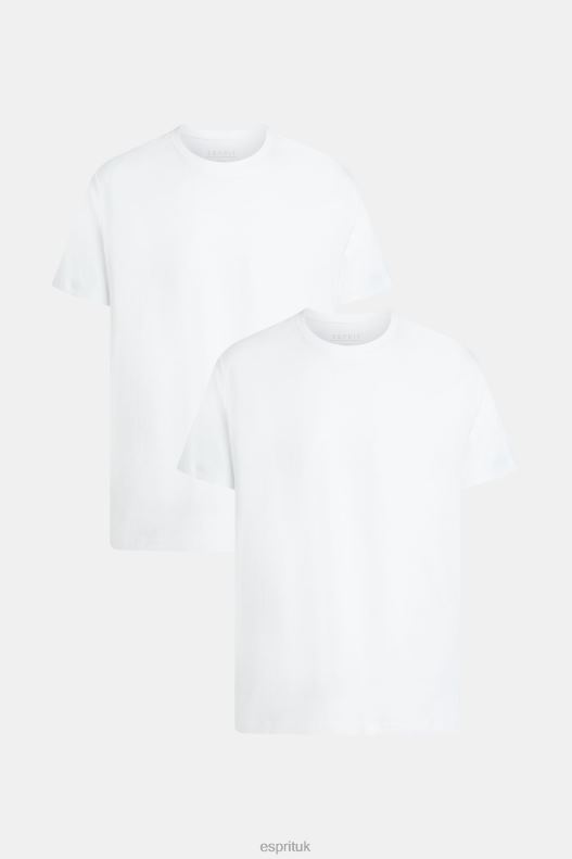 Esprit Two-pack crewneck cotton t-shirts Men White T-Shirts P0D0X856 - Image 4