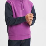 Esprit Two-tone hoodie Men Violet Sweatshirts & Hoodies P0D0X938