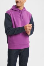 Esprit Two-tone hoodie Men Violet Sweatshirts & Hoodies P0D0X938