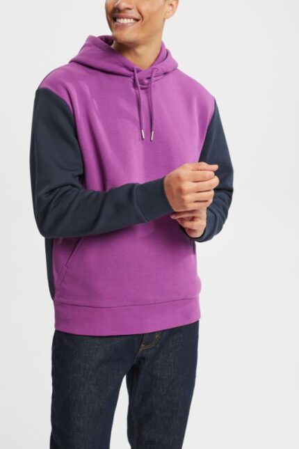 Esprit Two-tone hoodie Men Violet Sweatshirts & Hoodies P0D0X938