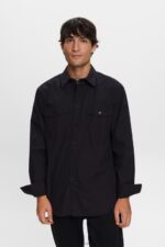 Esprit Utility shirt, 100% cotton Men Black Shirts P0D0X571