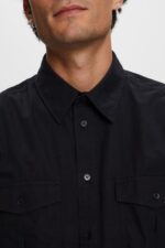 Esprit Utility shirt, 100% cotton Men Black Shirts P0D0X571 - Image 3