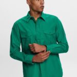 Esprit Utility shirt, 100% cotton Men Dark Green Shirts P0D0X572