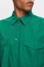 Esprit Utility shirt, 100% cotton Men Dark Green Shirts P0D0X572 - Image 3